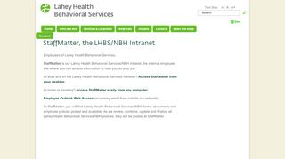 
                            9. StaffMatter, the LHBS/NBH Intranet - Lahey Health Behavioral Services