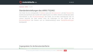 
                            6. Standardeinstellungen des ARRIS TG2492 - routerdefaults.org