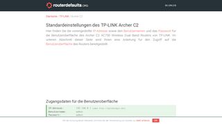 
                            1. Standardeinstellungen des TP-LINK Archer C2