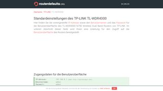 
                            1. Standardeinstellungen des TP-LINK TL-WDR4300