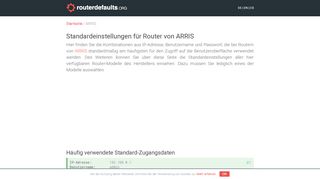 
                            10. Standardeinstellungen für Router von ARRIS