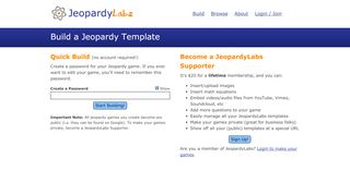 
                            3. Start building a jeopardy template - JeopardyLabs