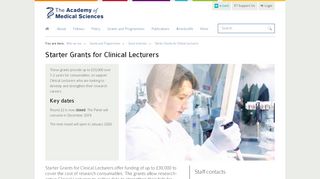 
                            7. Starter Grants for Clinical Lecturers | The Academy of Medical Sciences