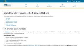 
                            4. State Disability Insurance (SDI) Self-Service Options - EDD