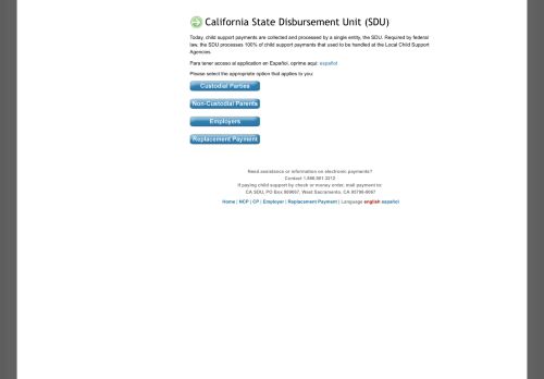 
                            2. State Disbursement Unit (SDU) - Child Support