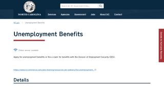 
                            3. State of North Carolina: Unemployment Benefits