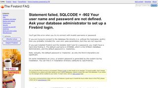 
                            5. Statement failed, SQLCODE = -902 Your user name …