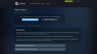 
                            1. Steam Support - I can't sign in to the Steam Client