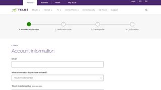 
                            4. Step 1 - Create a My TELUS account | TELUS