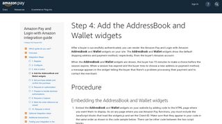 
                            7. Step 4: Add the AddressBook and Wallet widgets | Amazon Pay