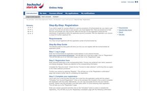 
                            6. Step-By-Step: Registration - Online Help Hochschulstart