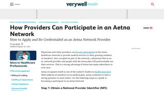 
                            3. Steps for Providers to Participate in an Aetna Network