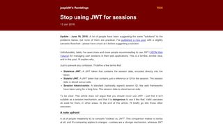 
                            8. Stop using JWT for sessions - joepie91's Ramblings