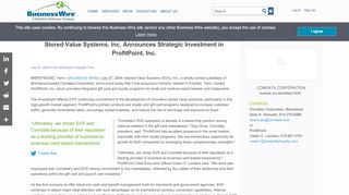 
                            4. Stored Value Systems, Inc. Announces Strategic Investment in ...