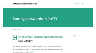 
                            4. Storing passwords in PuTTY - Daniel Sokolowski's …
