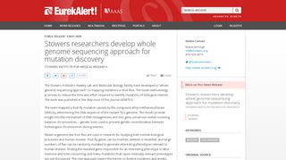 
                            6. Stowers researchers develop whole genome sequencing approach for ...