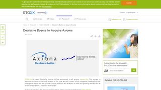 
                            7. STOXX Digital | Deutsche Boerse to Acquire Axioma