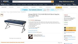 
                            9. Strange DNA Neuville Bench - Tufted Chrome Sapphire ... - Amazon.com