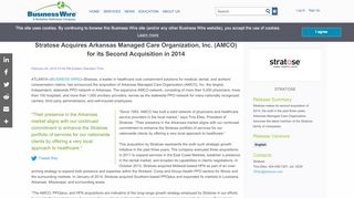 
                            5. Stratose Acquires Arkansas Managed Care Organization, Inc. (AMCO ...