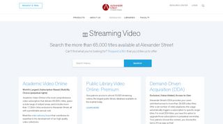 
                            3. Streaming Video | Alexander Street