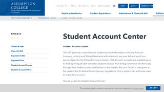 
                            3. Student Account Center | Assumption College