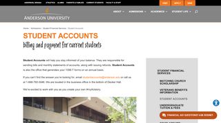 
                            7. Student Accounts - Anderson University