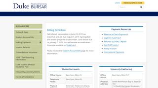 
                            8. Student Accounts | BURSAR | Duke