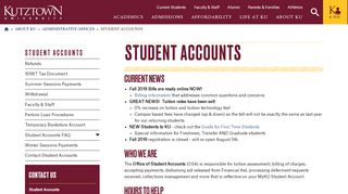 
                            7. Student Accounts - Kutztown University