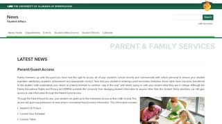 
                            2. Student Affairs - News - Parent/Guest Access - UAB