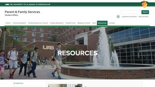 
                            9. Student Affairs - Parent and Family Services - Resources - UAB