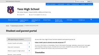 
                            8. Student and parent portal - Yass High School