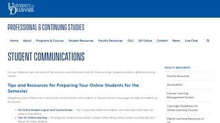 
                            9. Student Communications - University of Delaware Div. of Professional ...