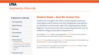 
                            6. Student Email – How We Contact You – UTSA One Stop