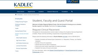 
                            3. Student, Faculty and Guest Portal | Kadlec Regional Medical Center ...