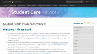 
                            6. Student Health Insurance Overview - Vanderbilt University