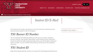 
                            5. Student ID/E-Mail | YSU