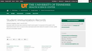 
                            3. Student Immunization Records - UTHSC News