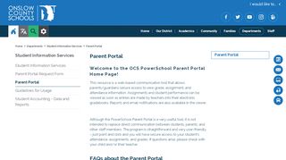 
                            1. Student Information Services / Parent Portal - Onslow County Schools