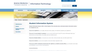 
                            7. Student Information System - it.johnshopkins.edu