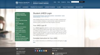 
                            6. Student JHED Login - advanced.jhu.edu