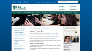 
                            4. Student Login IDs - Oakton Community College