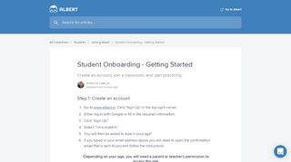 
                            5. Student Onboarding - Getting Started - Albert Help Center - Albert.io