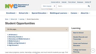 
                            6. Student Opportunities - Schools.nyc.gov