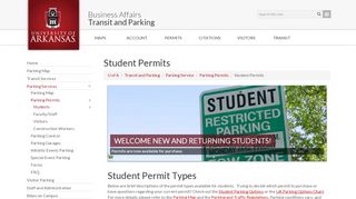 
                            3. Student Permits | Transit and Parking | University of Arkansas