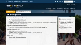 
                            4. Student portal - Nelson Mandela University