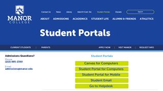 
                            9. Student Portals - Manor College