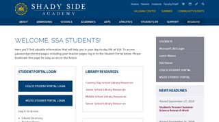 
                            2. Student Portals - Shady Side Academy