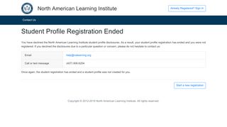 
                            4. Student Profile Registration Ended - North American Learning ...