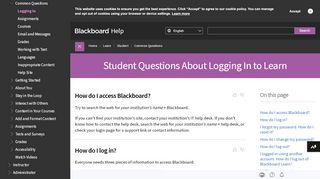 
                            1. Student Questions About Logging In to Learn | Blackboard Help