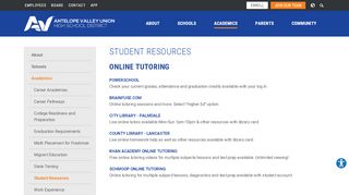 
                            2. Student Resources - Antelope Valley Union High School District